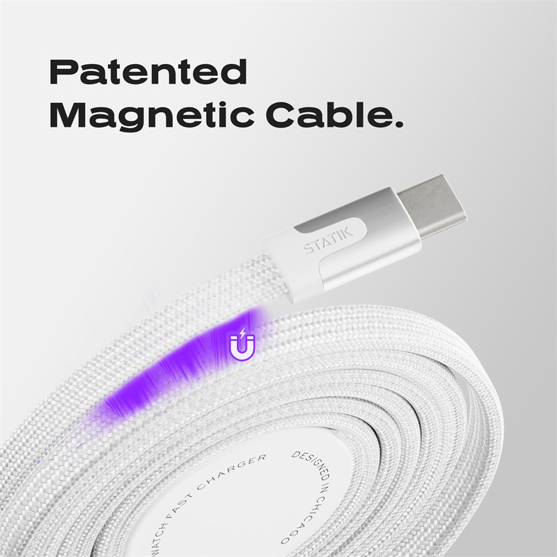 KeySmart Statik MagStack DUO, nabijačka pre Apple Watch + USB-C kábel, - biela (1,5m)