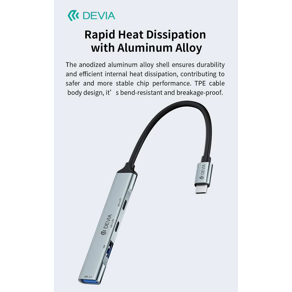 Devia USB-C Hub Lite 4 in 1 EC707 - Deep Gray