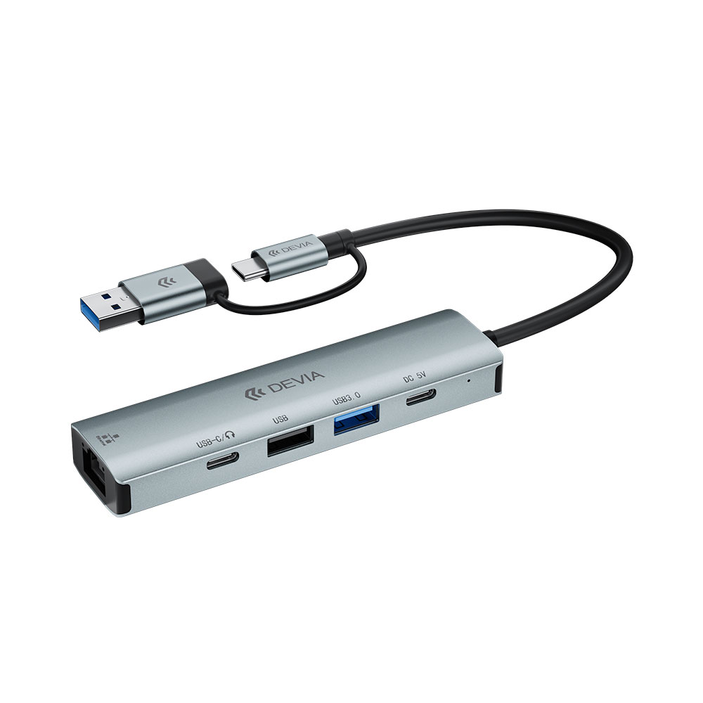 Devia USB-C Hub Pro 5 in 1 EC701 - Deep Gray