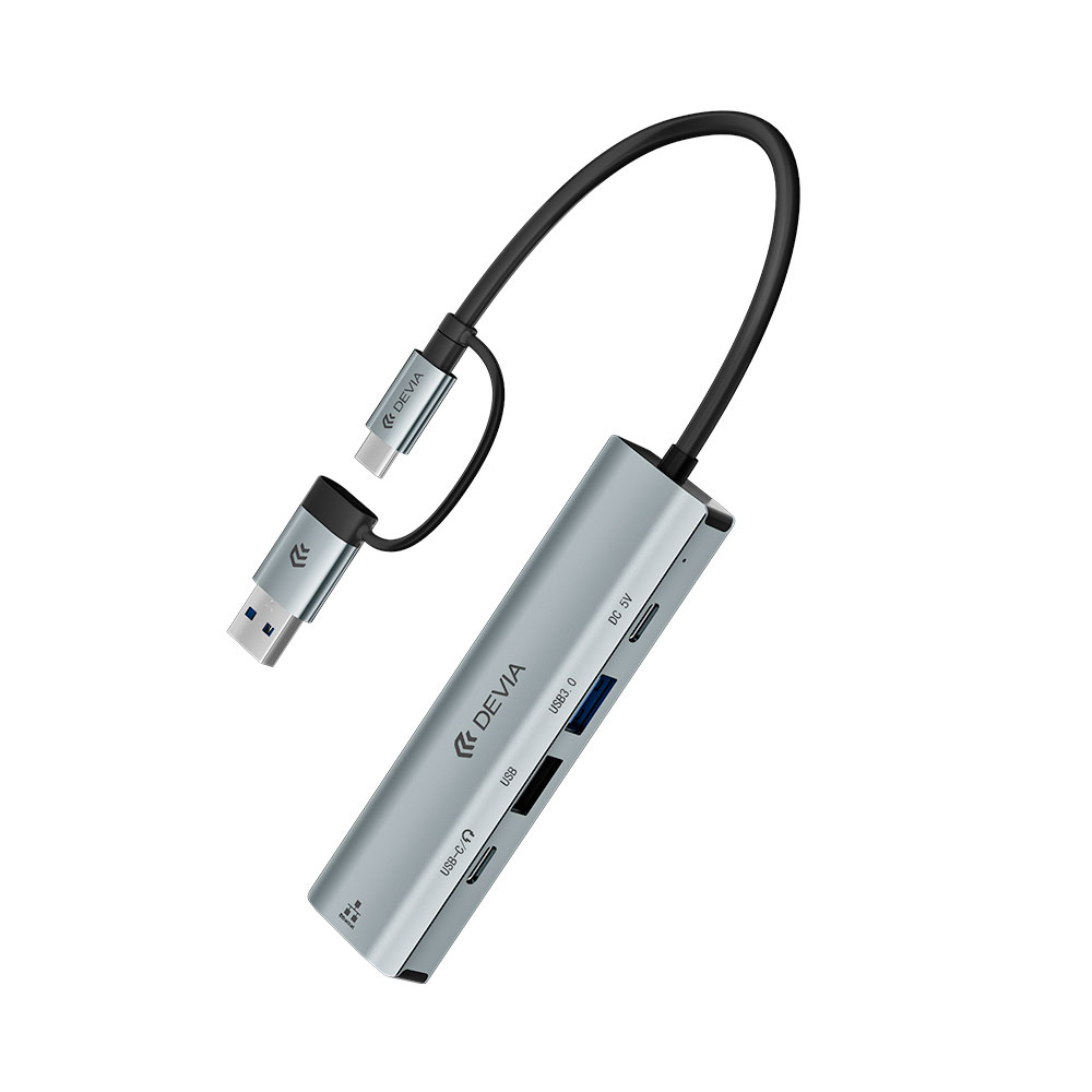 Devia USB-C Hub Pro 5 in 1 EC701 - Deep Gray
