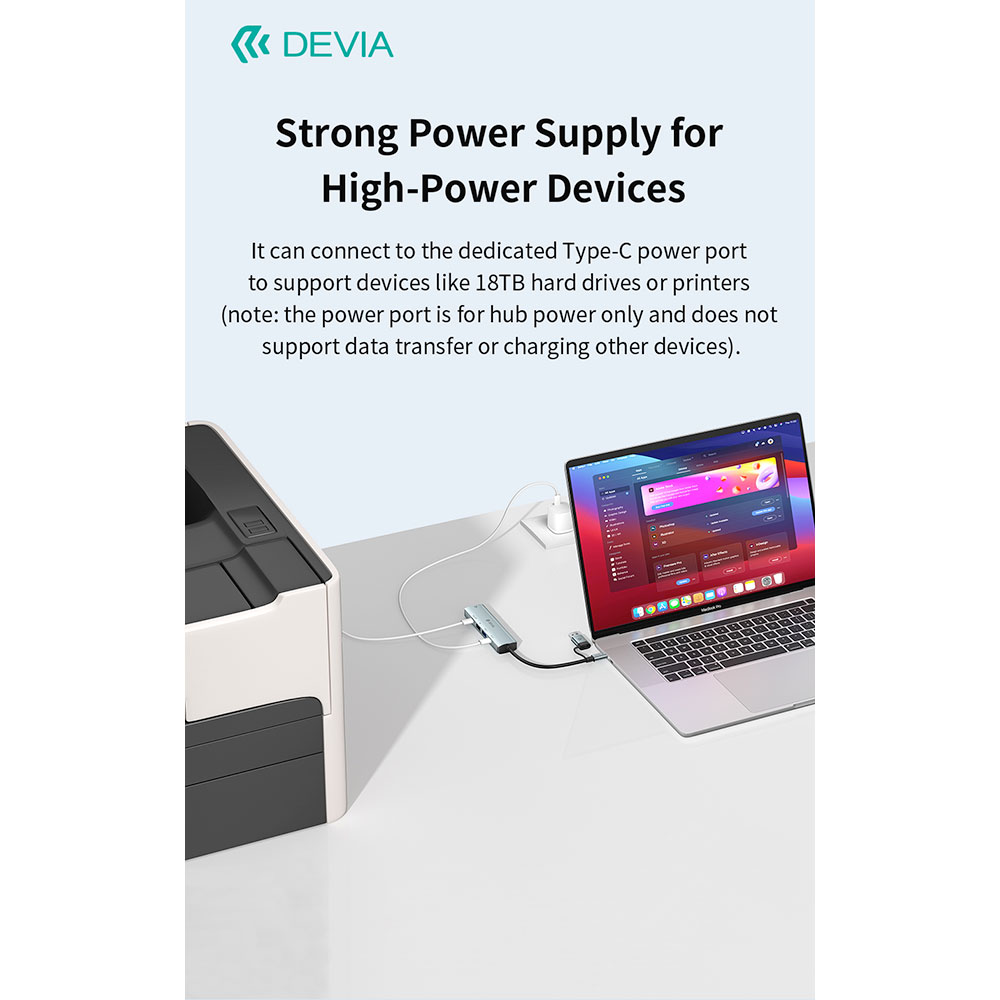 Devia USB-C Hub Pro 5 in 1 EC701 - Deep Gray