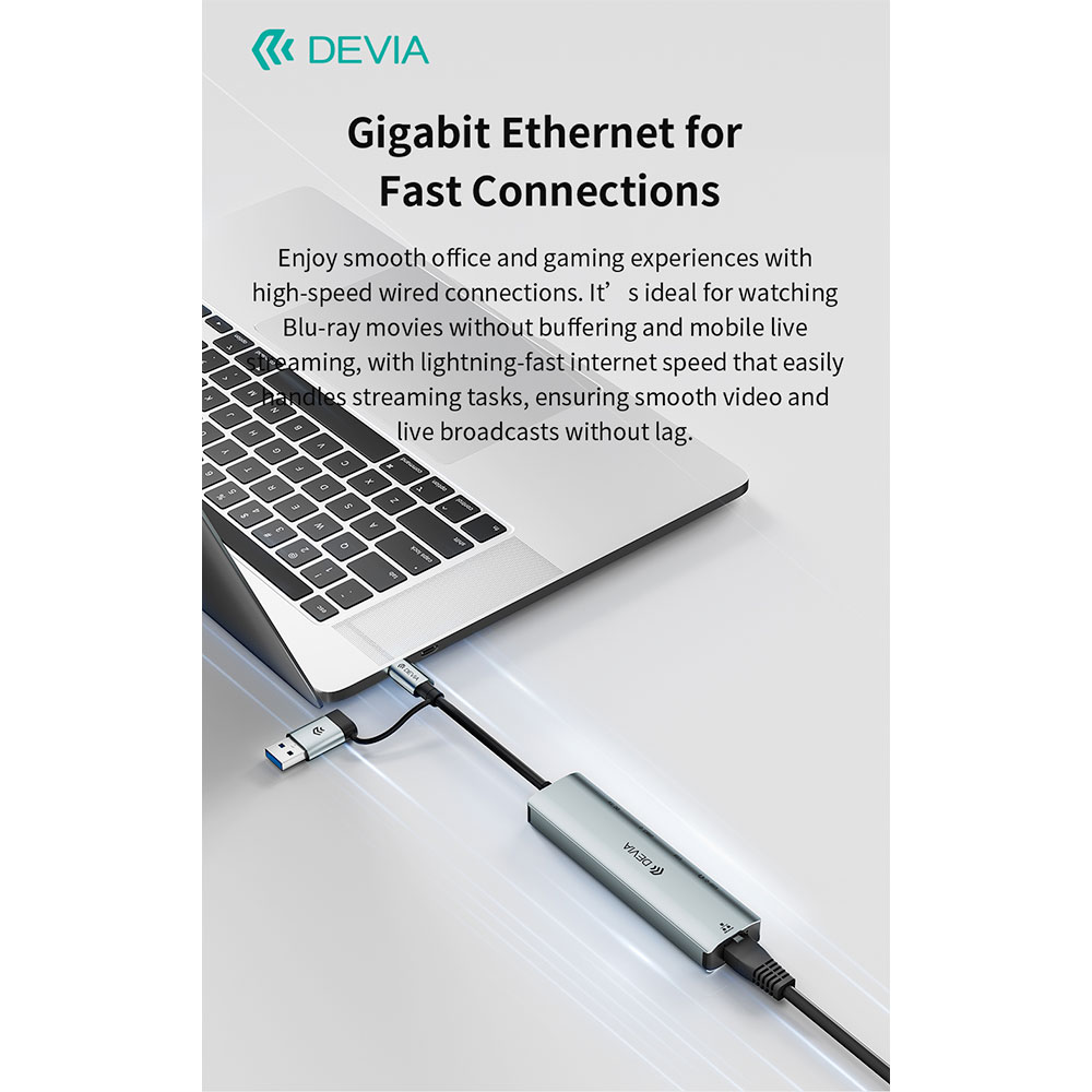 Devia USB-C Hub Pro 5 in 1 EC701 - Deep Gray