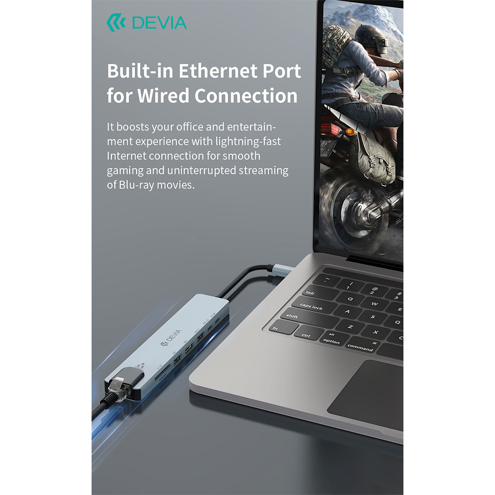 Devia USB-C Hub Pro 8 in 1 EC706 - Deep Gray