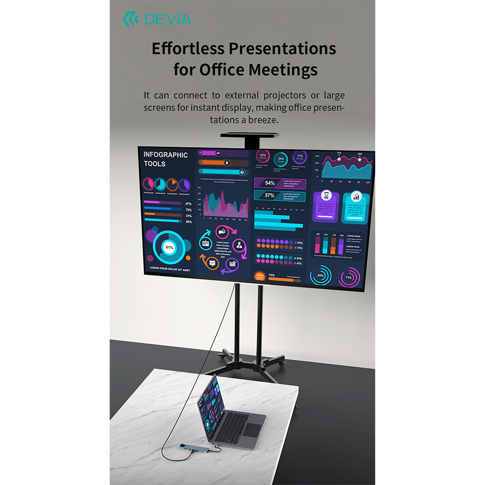 Devia USB-C Hub Pro 8 in 1 EC706 - Deep Gray