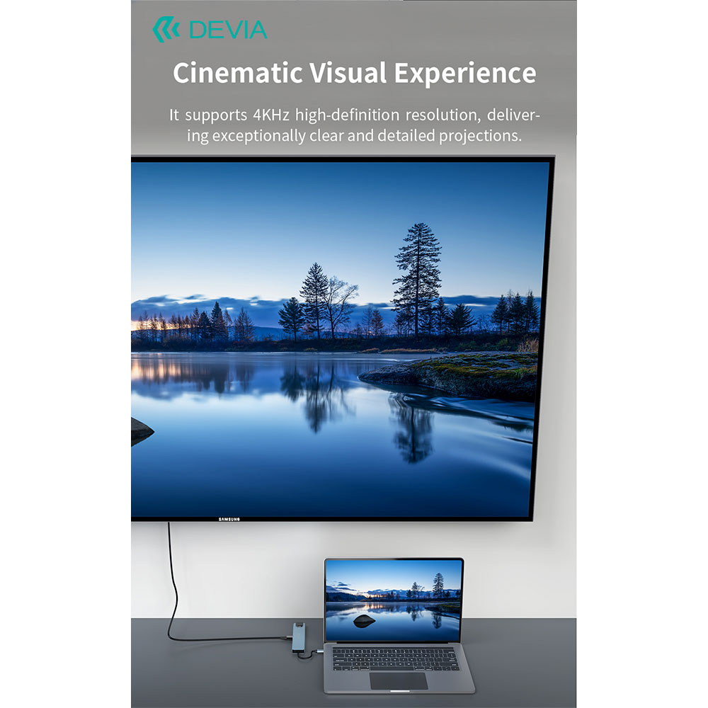 Devia USB-C Hub Pro 8 in 1 EC706 - Deep Gray