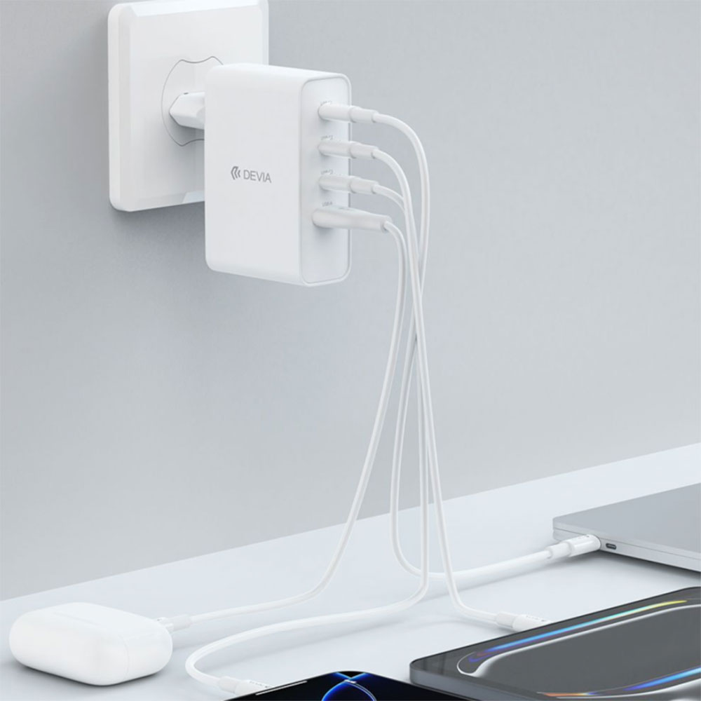 Devia sieťová nabíjačka Extreme Speed GaN PD 3x USB-C/USB-A 100W - White