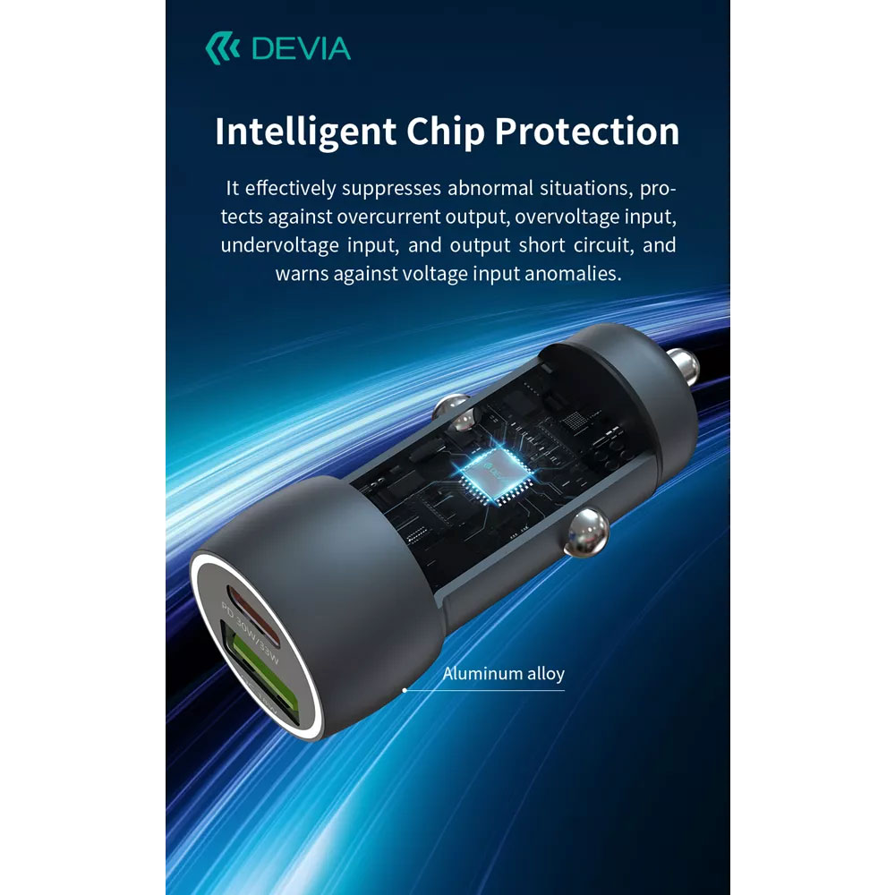 Devia nabíjačka do auta Xtreme Speed Series 48W + USB-C Cable 1m - Deep Sky Gray