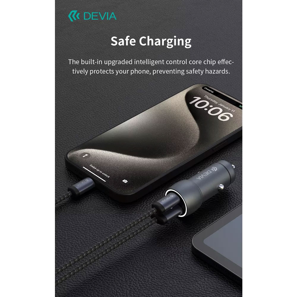 Devia nabíjačka do auta Xtreme Speed Series 48W + USB-C Cable 1m - Deep Sky Gray