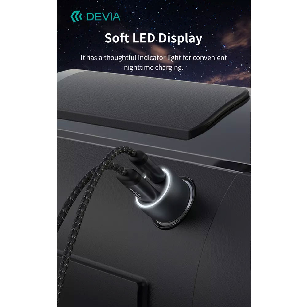 Devia nabíjačka do auta Xtreme Speed Series 48W + USB-C Cable 1m - Deep Sky Gray