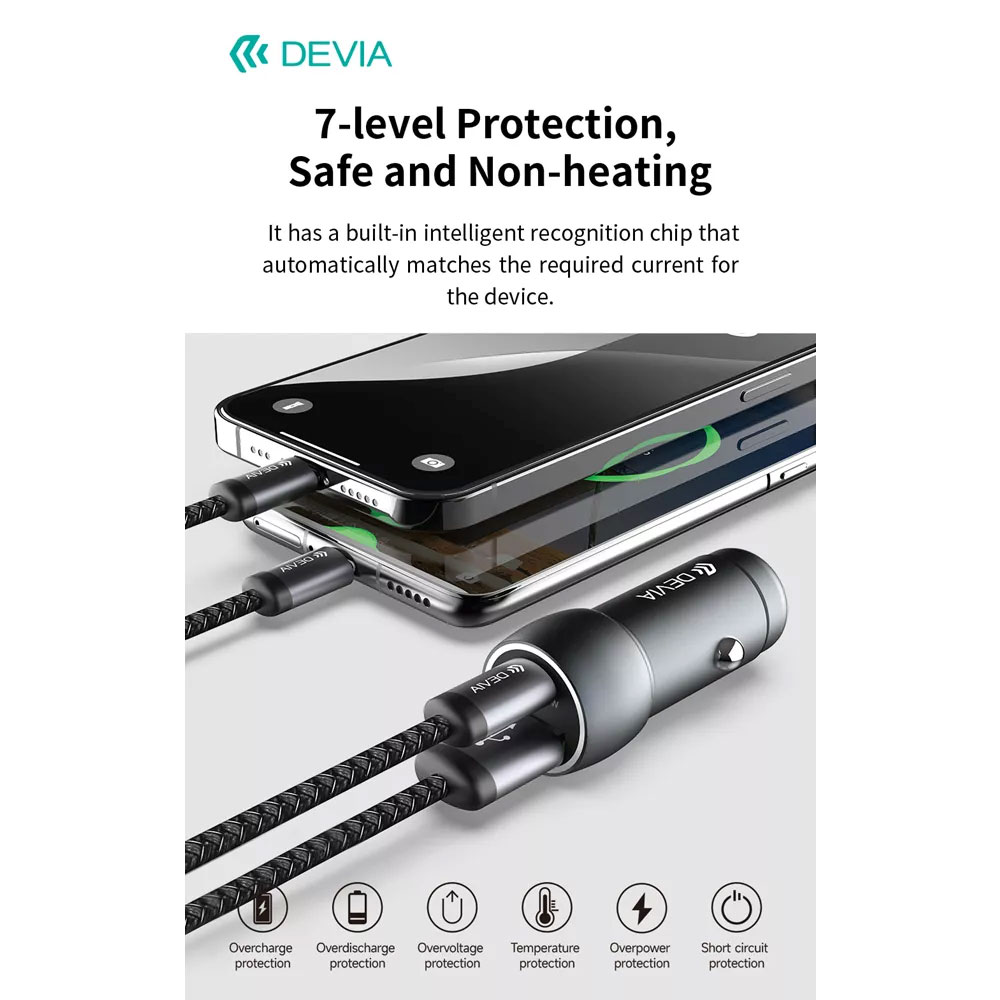 Devia nabíjačka do auta Xtreme Speed Series 48W + USB-C Cable 1m - Deep Sky Gray