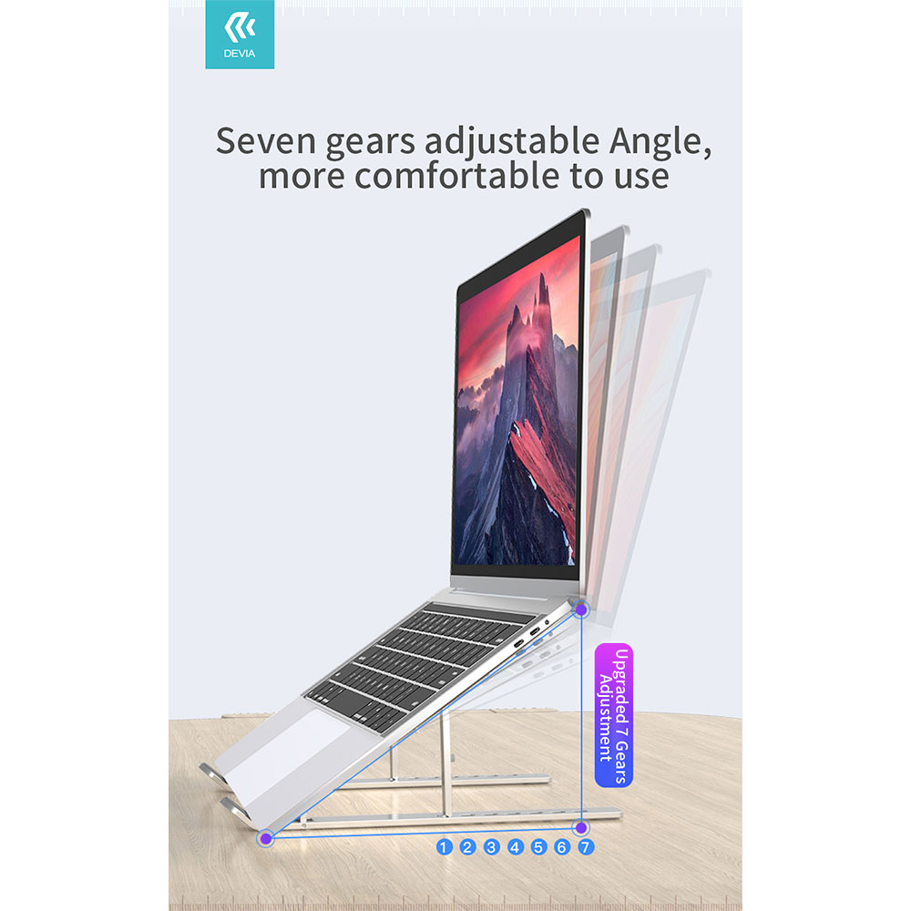 Devia Pro1 Multi-function Folding Stand For Tablet/Laptop - Silver