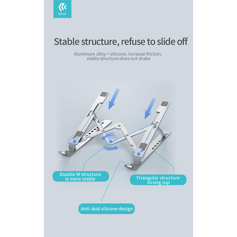 Devia Pro1 Multi-function Folding Stand For Tablet/Laptop - Silver