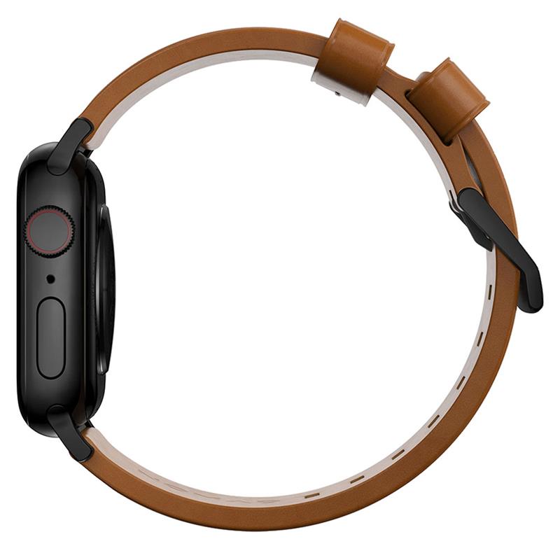 Nomad kožený remienok pre Apple Watch 44-49mm - Modern English Tan/Black Hardware