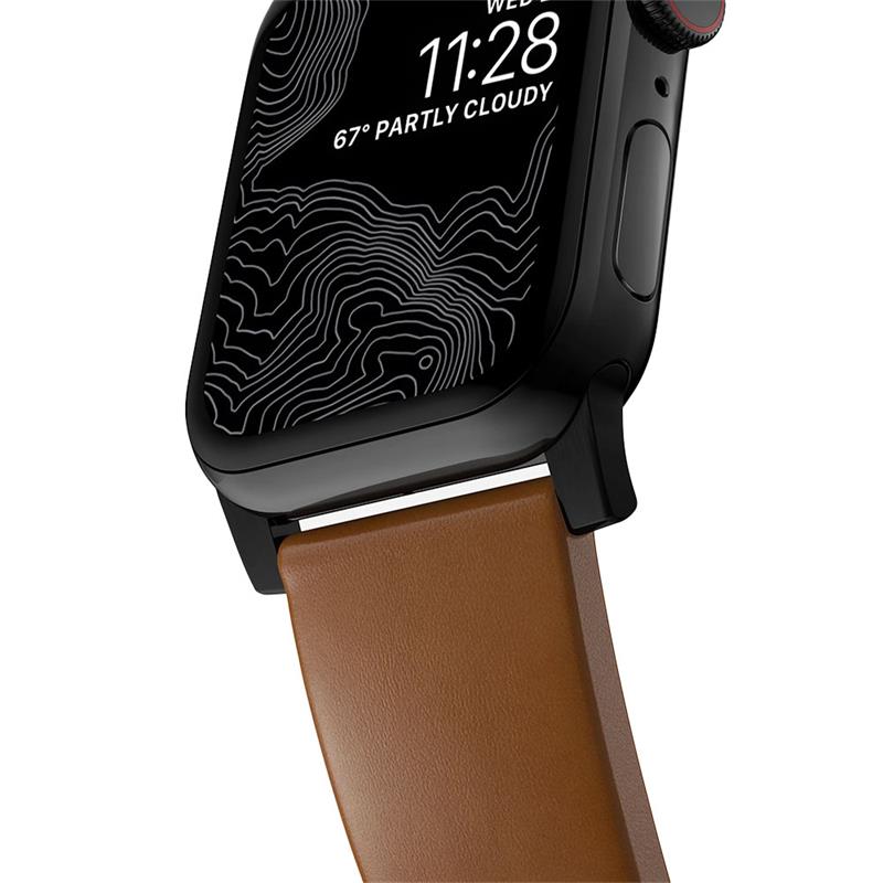 Nomad kožený remienok pre Apple Watch 44-49mm - Modern English Tan/Black Hardware