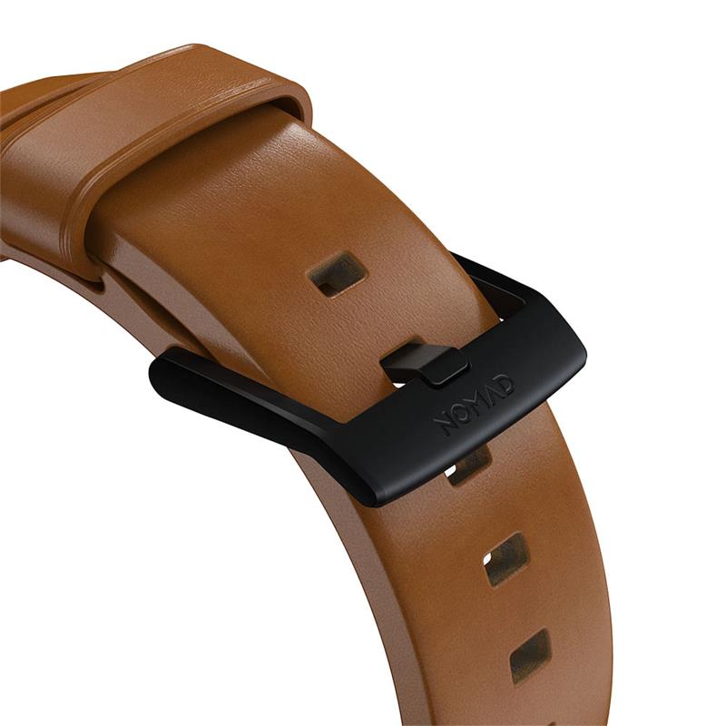 Nomad kožený remienok pre Apple Watch 44-49mm - Modern English Tan/Black Hardware