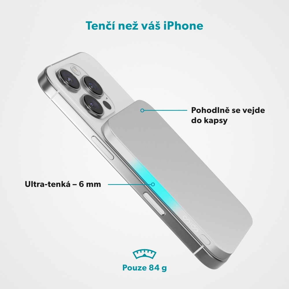 iStores by Epico UltraPack EM31 3000 Slim Alu Mag+ Power Bank - Silver