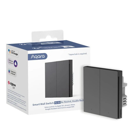 Aqara Smart Home Nástěnný dvojvypínač H1 bez Připojení neutrálního vodiče - šedá