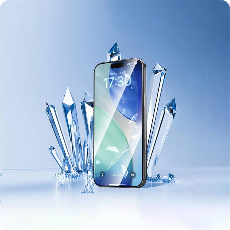 Devia ochranné sklo Van Series Crystal Diamond pre iPhone 17 - Black Frame