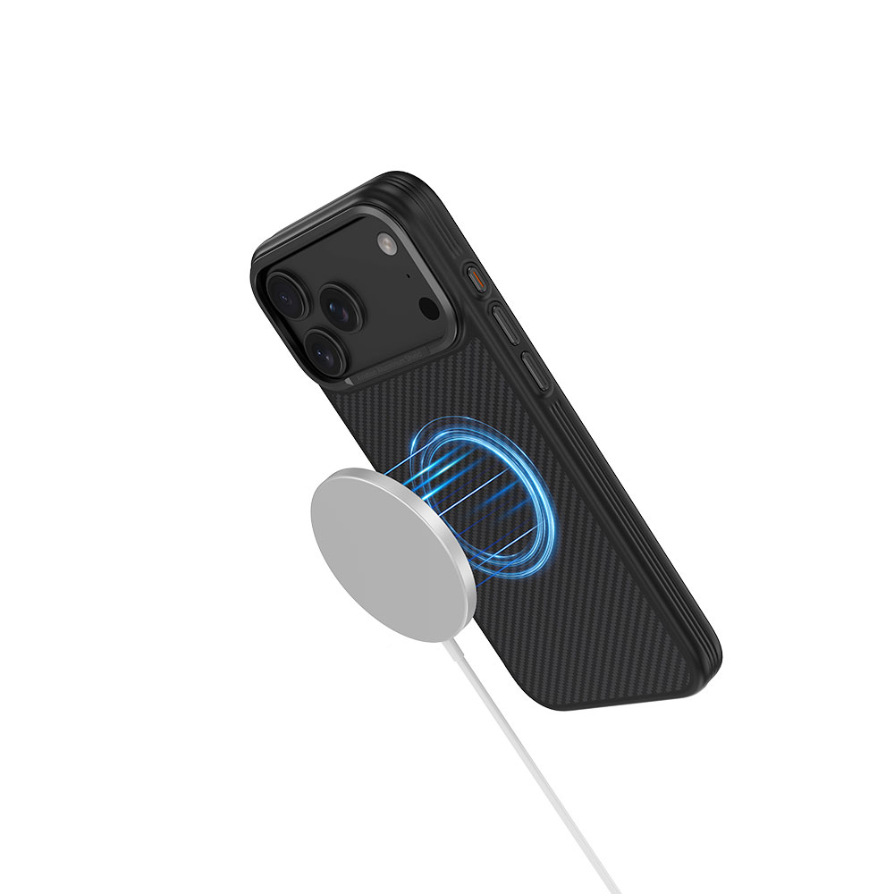 Comma kryt Kevlar Magnetic Shockproof Case pre iPhone 17 Pro - Black