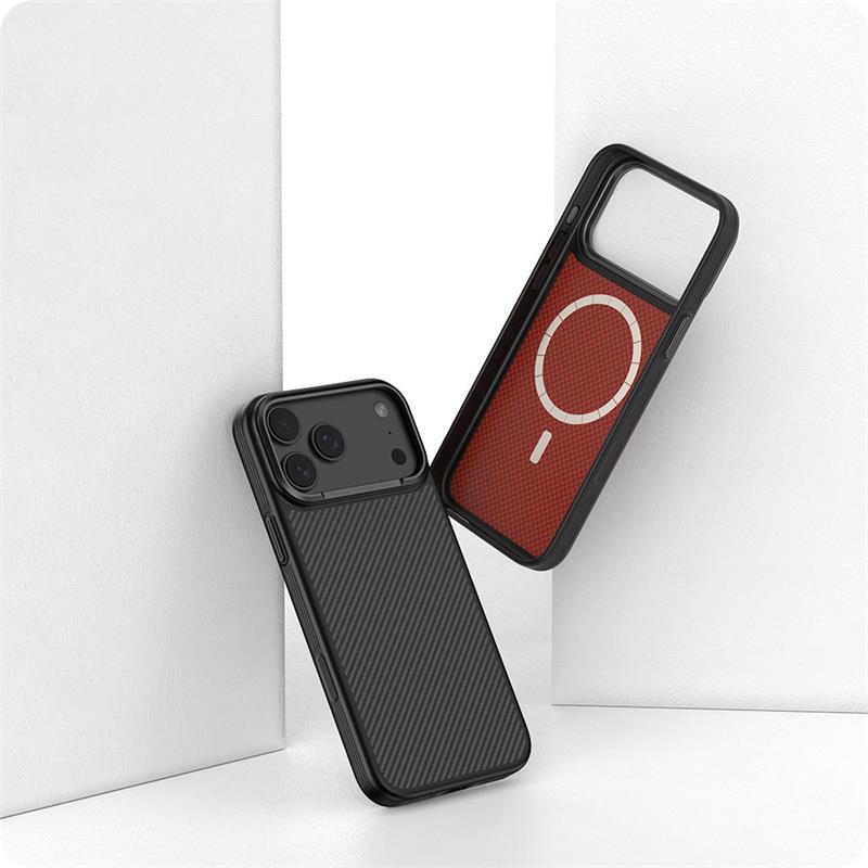 Comma kryt Kevlar Magnetic Shockproof Case pre iPhone 17 Pro - Black