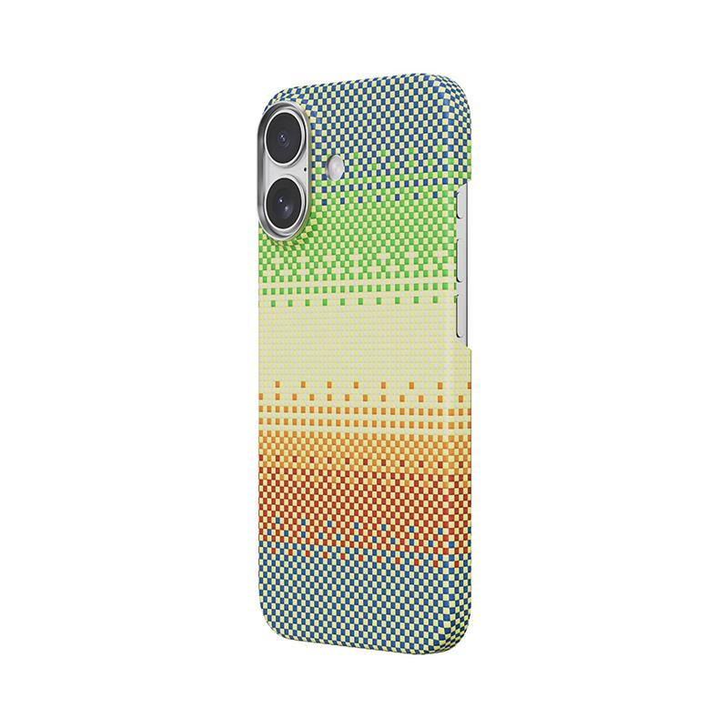 Comma kryt Woven Kevlar Magnetic Shockproof Case pre iPhone 17 - Green Orange Light