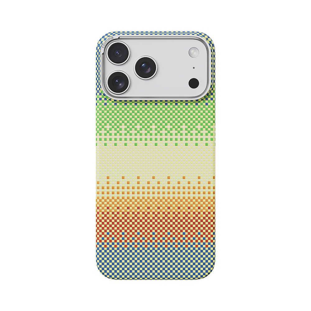 Comma kryt Woven Kevlar Magnetic Shockproof Case pre iPhone 17 Pro - Green Orange Light