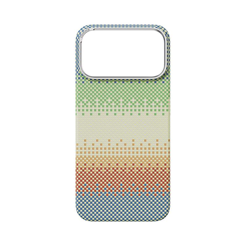 Comma kryt Woven Kevlar Magnetic Shockproof Case pre iPhone 17 Pro - Green Orange Light