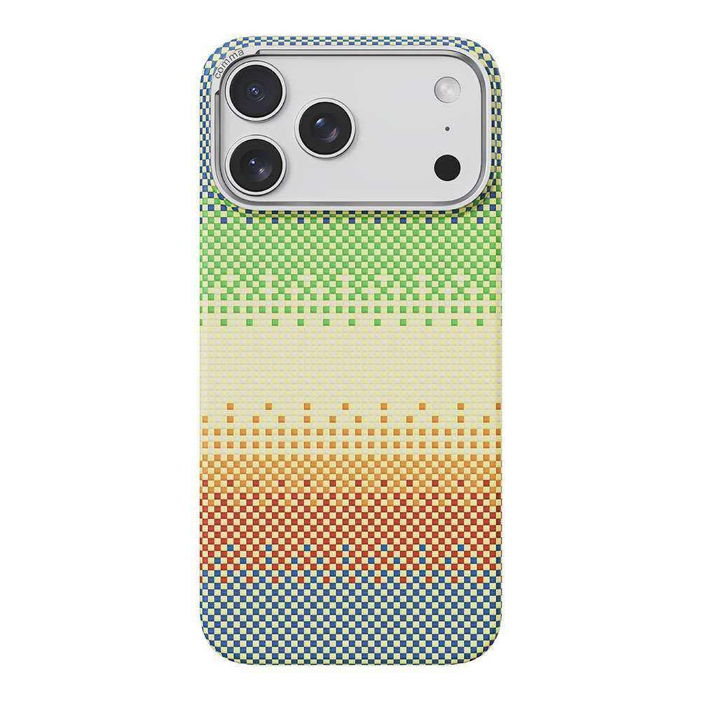 Comma kryt Woven Kevlar Magnetic Shockproof Case pre iPhone 17 Pro Max - Green Orange Light