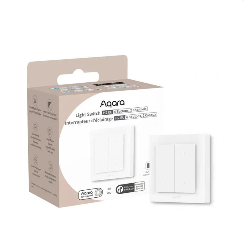 Aqara Smart Home Dvojvypínač (4x tl.,2 kanály) s 2x relé H2 EU - Zigbee a Thread