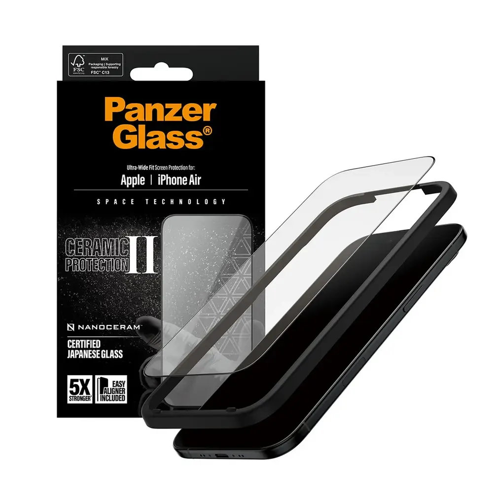 PanzerGlass ochranné sklo UWF Ceramic II pre iPhone Air - Black Frame