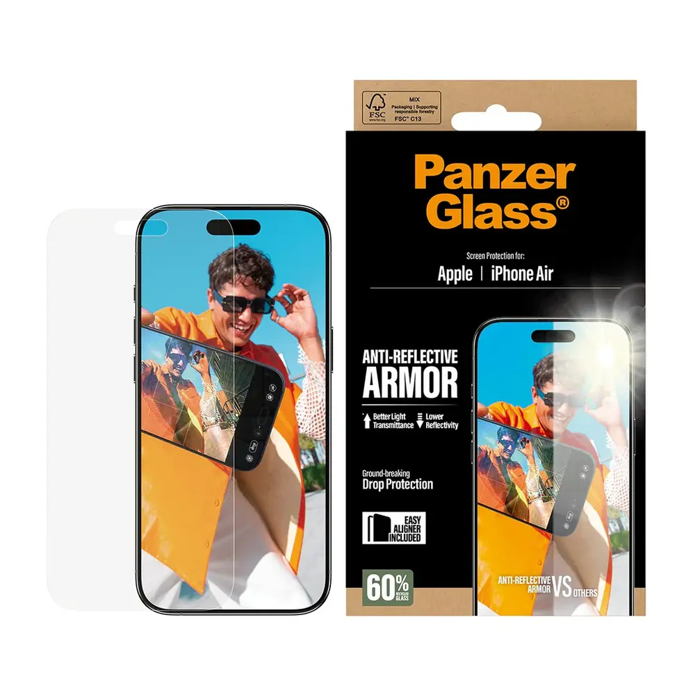 PanzerGlass ochranné sklo Anti-Reflective Armor pre iPhone Air - Black Frame