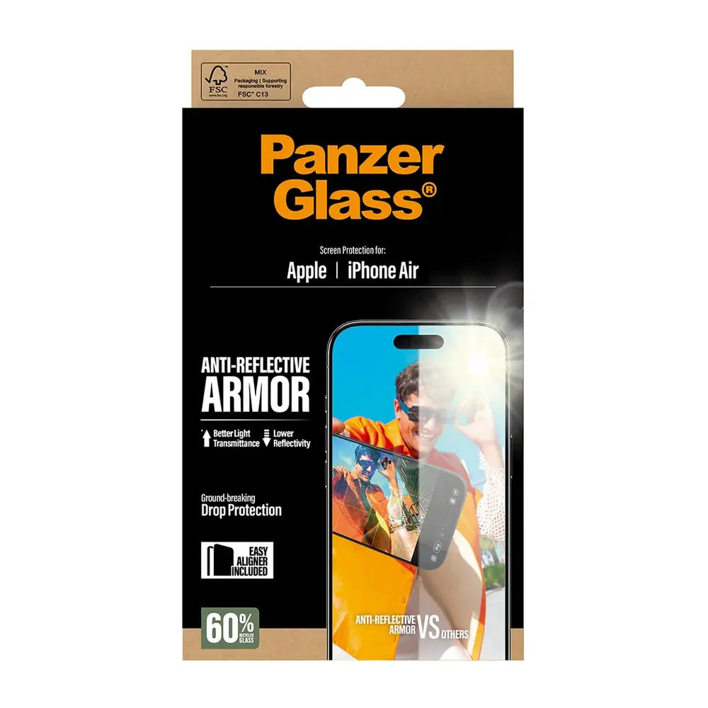 PanzerGlass ochranné sklo Anti-Reflective Armor pre iPhone Air - Black Frame