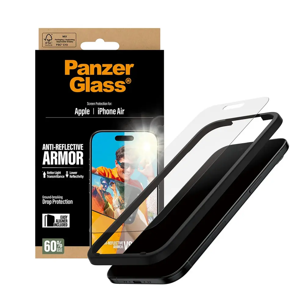 PanzerGlass ochranné sklo Anti-Reflective Armor pre iPhone Air - Black Frame