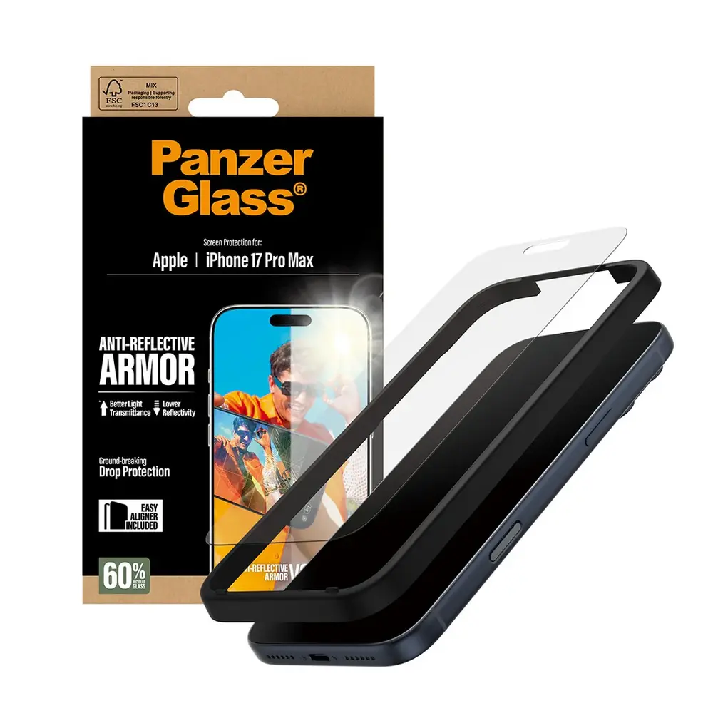 PanzerGlass ochranné sklo Anti-Reflective Armor pre iPhone 17 Pro Max - Black Frame