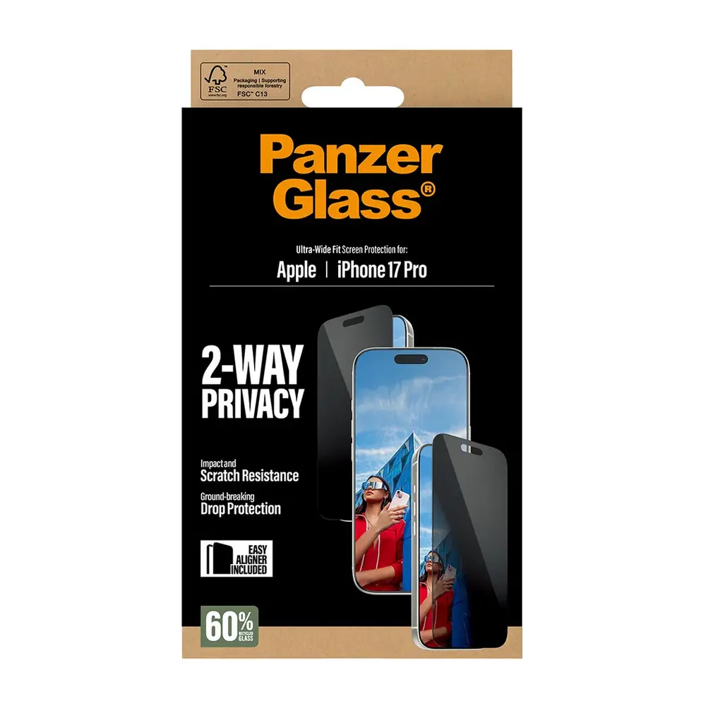PanzerGlass ochranné sklo UWF 2-Way Privacy pre iPhone 17 Pro - Black Frame