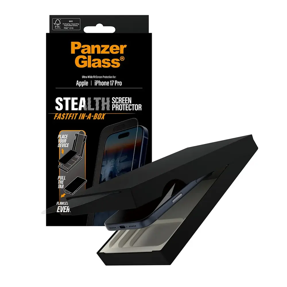 PanzerGlass ochranné sklo UWF Stealth pre iPhone 17 Pro - Black Frame