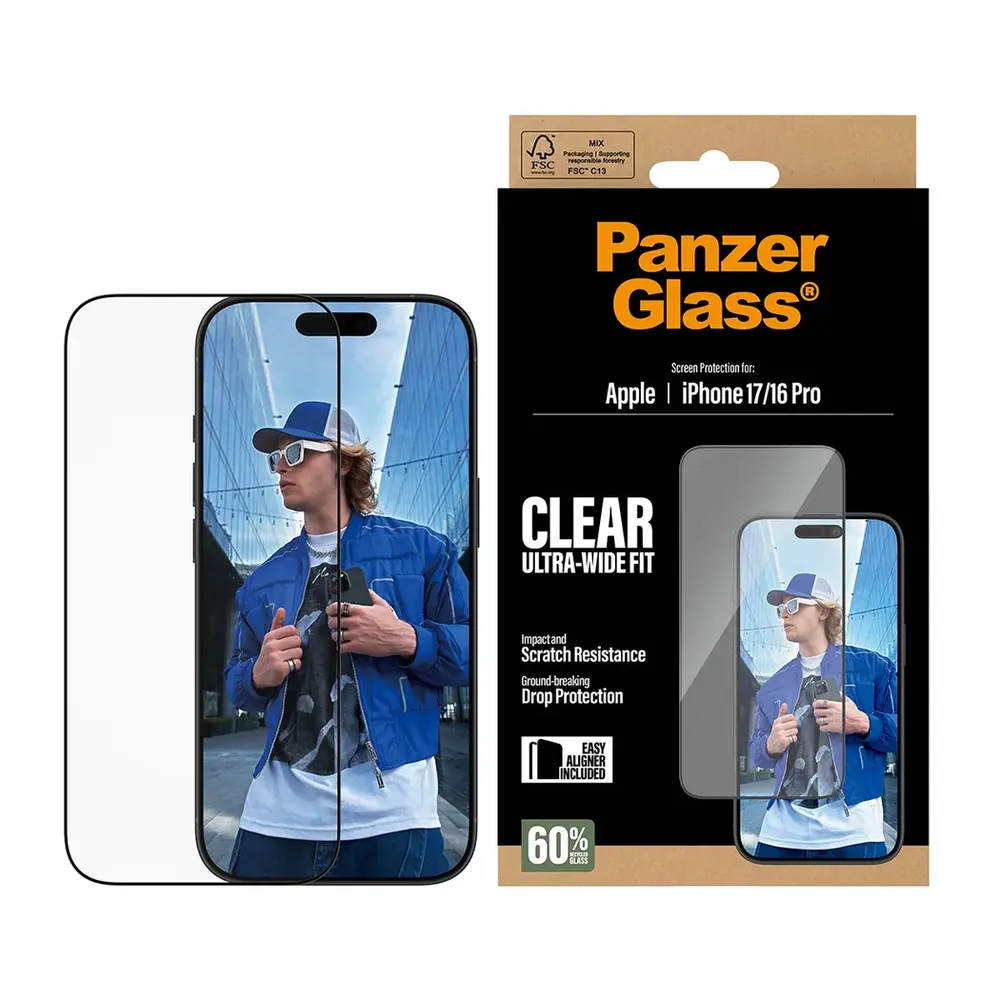 PanzerGlass ochranné sklo UWF pre iPhone 17/16 Pro - Black Frame