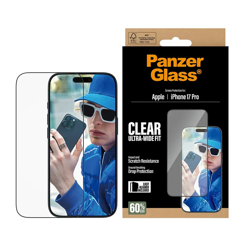 PanzerGlass ochranné sklo UWF pre iPhone 17 Pro - Black Frame