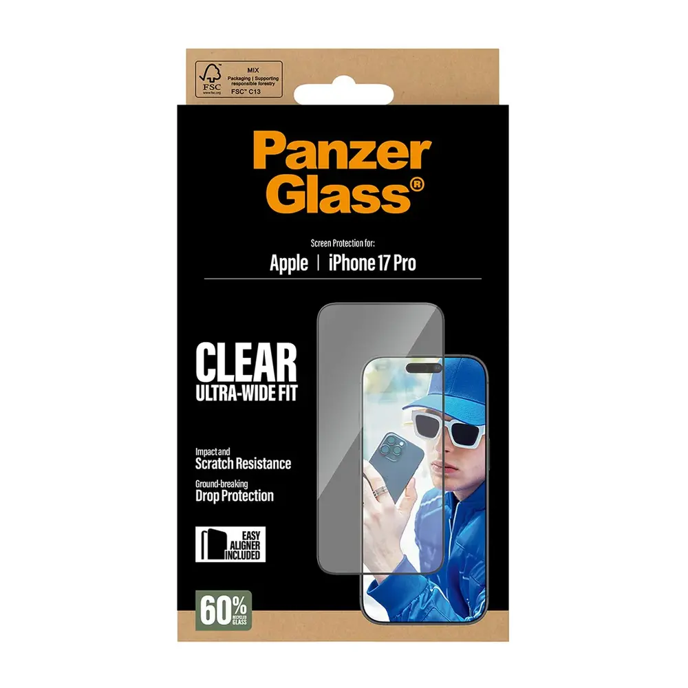 PanzerGlass ochranné sklo UWF pre iPhone 17 Pro - Black Frame