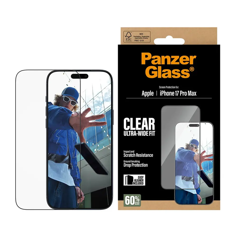 PanzerGlass ochranné sklo UWF pre iPhone 17 Pro Max - Black Frame