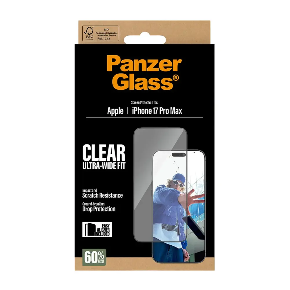 PanzerGlass ochranné sklo UWF pre iPhone 17 Pro Max - Black Frame
