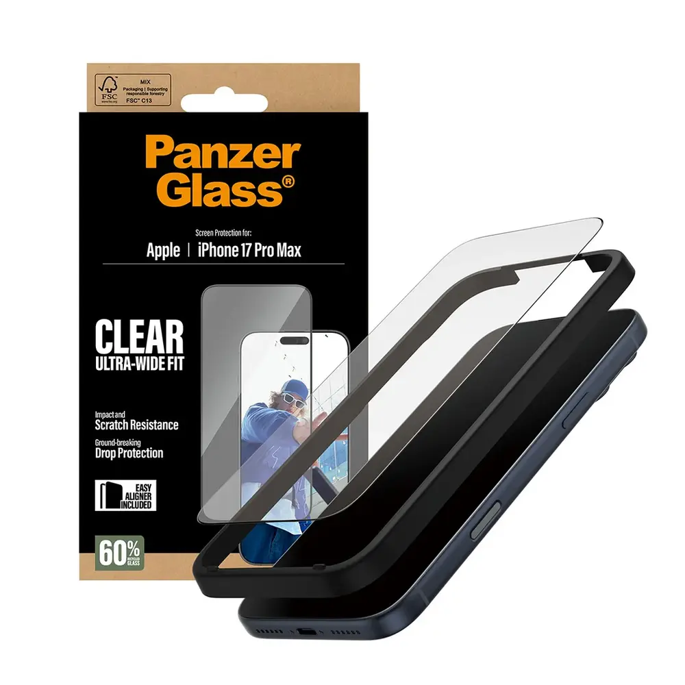 PanzerGlass ochranné sklo UWF pre iPhone 17 Pro Max - Black Frame