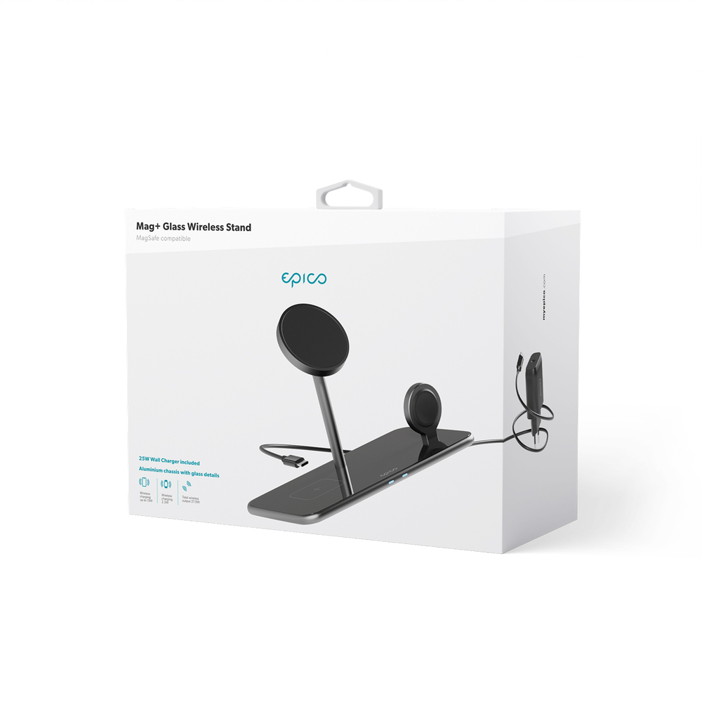 Epico Mag+ Glass Charging Stand MagSafe - Černá