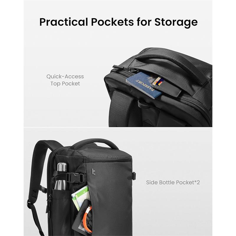 TomToc batoh T66 Travel Laptop Backpack 40L - Black