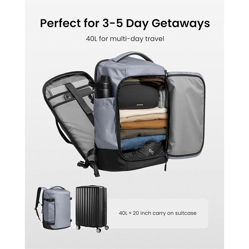 TomToc batoh T66 Travel Laptop Backpack 40L - Gray
