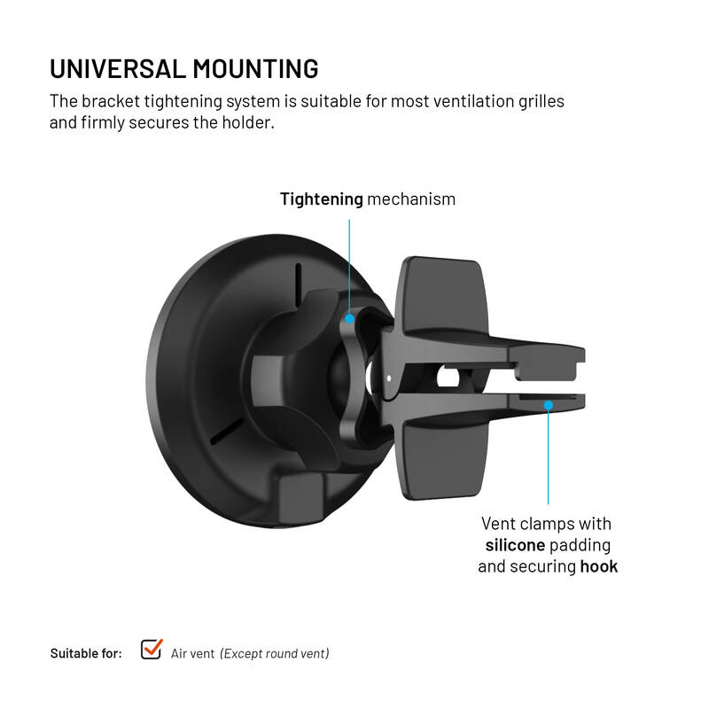 FIXED MagRound 2, držiak s bezdrôtovým nabíjaním,15W, Qi2, čierny