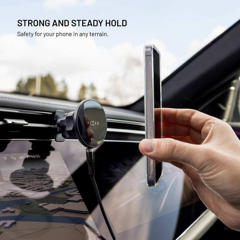 FIXED MagRound 2, držiak s bezdrôtovým nabíjaním,15W, Qi2, čierny