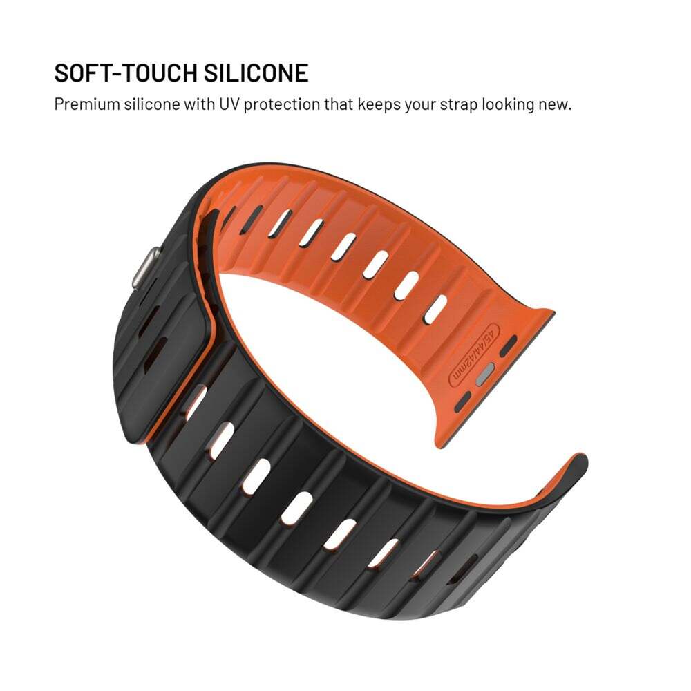 FIXED Silicone Magnetic Strap pre Apple Watch 42/44/45/49mm, čierny