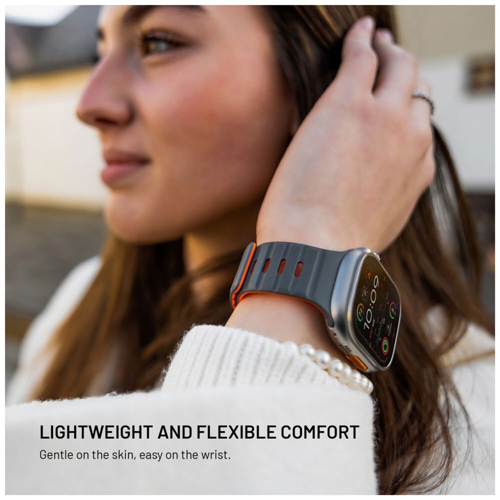 FIXED Silicone Magnetic Strap pre Apple Watch 42/44/45/49mm, svetlo šedý