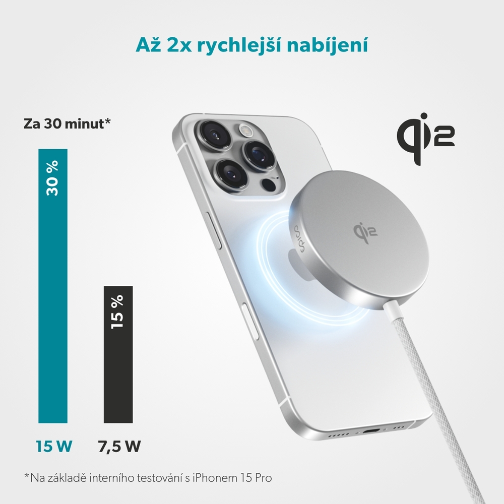 iStores by Epico UltraBase Qi2 Mag+ bezdrátová nabíječka EO50 - stříbrná